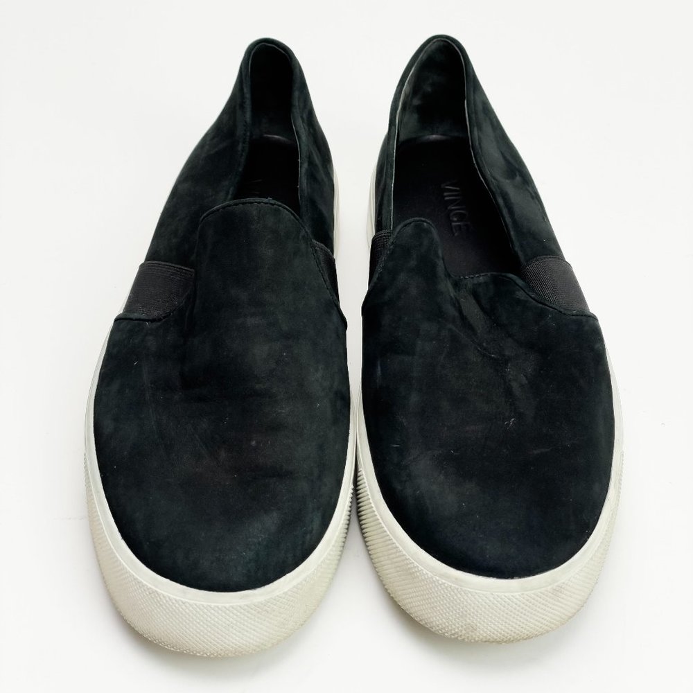 Vince Size 7 Black Suede Slip On Sneakers